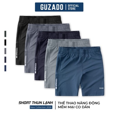 Quần Short Thể Thao Nam GUZADO Vải Thun Lạnh Co Giãn 4 Chiều, Thoáng Mát Dễ Vận Động GSR2602-GASR25S002
