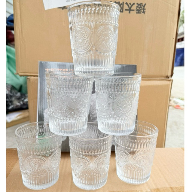 Sét 6 cốc thuỷ tinh hoa hướng dương 330ml,bộ cốc uống nước