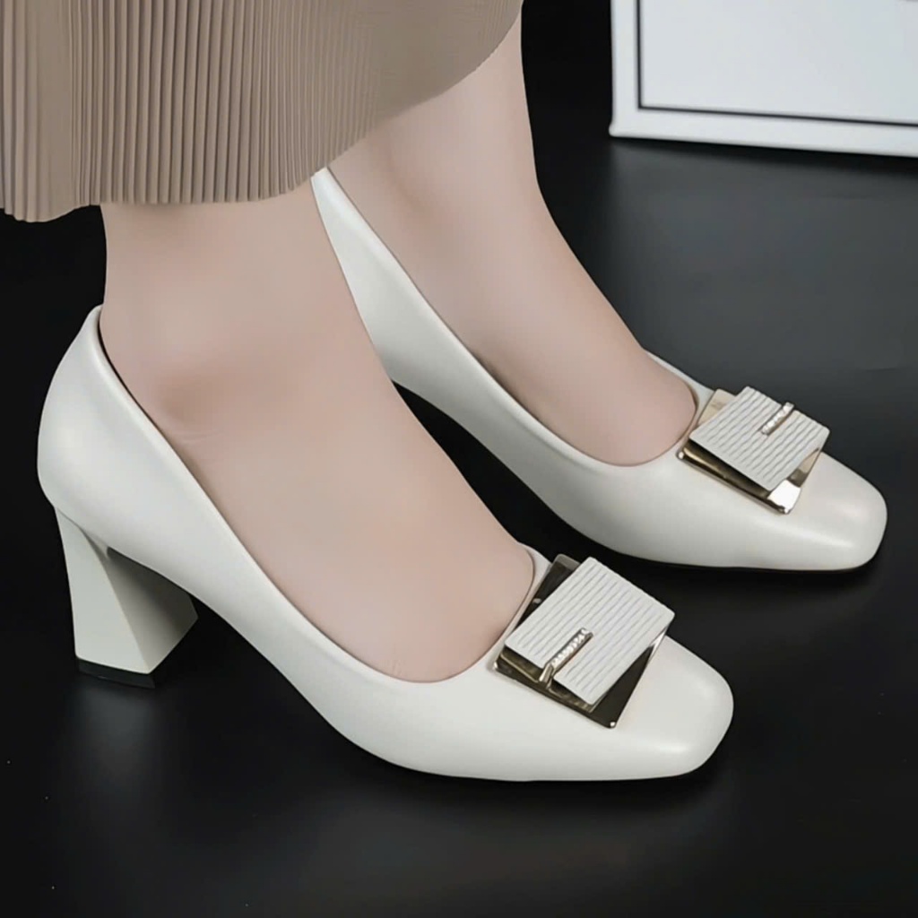 Giày Cao Gót Nữ Mũi vuông Giày Khóa vuông sang trọng lịch sự cao 5p và 7p - size 35 - size 40 mã 88muivuong