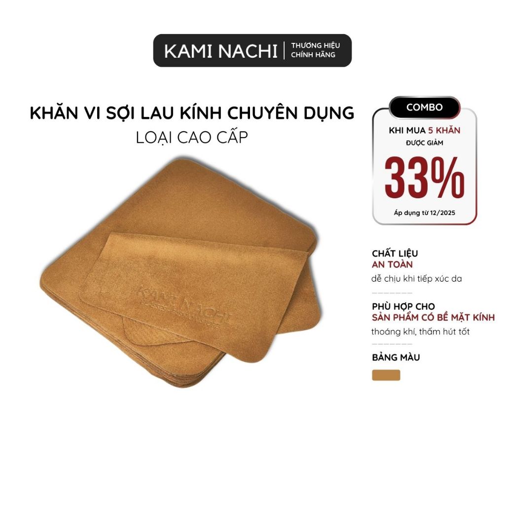 Khăn vi sợi lau kính cao cấp chuyên dụng KAMI NACHI - Lau mắt kính cận, mặt kính điện thoại