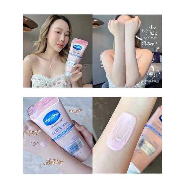 Vaseline Dưỡng Thể Healthy Bright Gluta-Hya 4X Thái Lan 300ml - Dưỡng Sáng Da Tức Thì, Chống Nắng