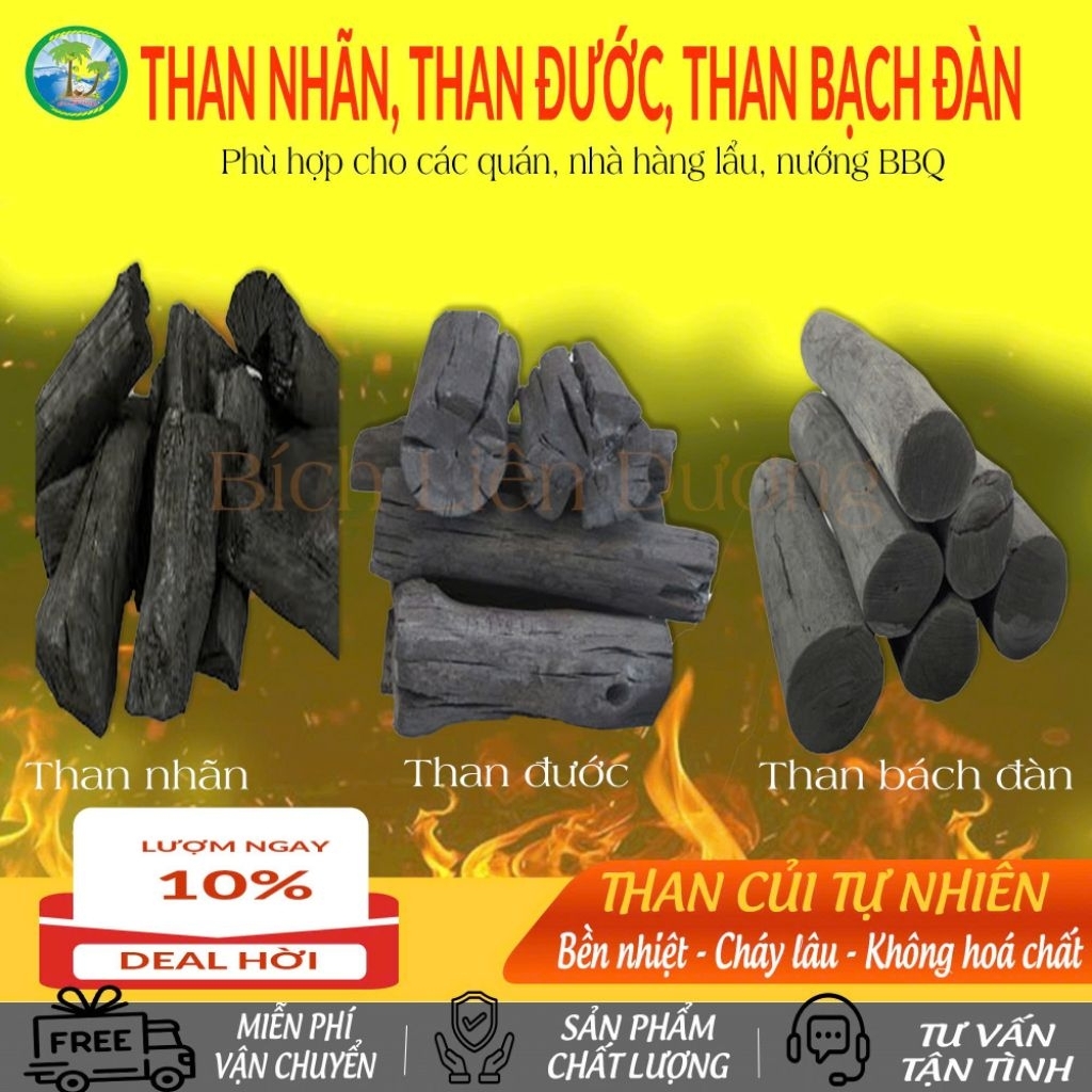 Than Củi Tự Nhiên BBQ – Than Nhãn / Than Đước / Than Bạch Đàn – Cháy Lâu, Nhiệt Cao, Ít Khói,KHÔNG N