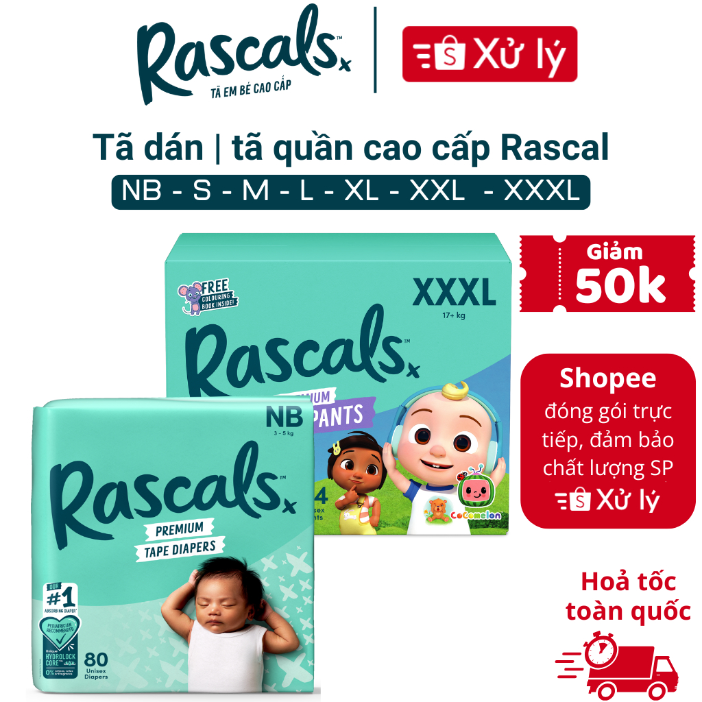 [FBS] Bỉm Rascal Friend, tã Rascal and Friend Cocomelon NewZealand, bỉm Rascal Friends chính hãng
