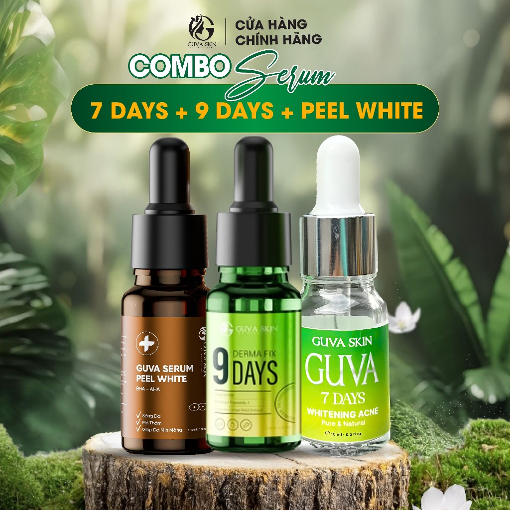[COMBO ĐÓN TẾT] GUVA 7 Days giảm mụn + Peel White thế hệ mới mờ thâm, sáng da dịu nhẹ + GUVA 9 Days 