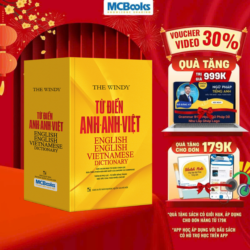 Sách - Từ Điển Anh Anh Việt Phiên Bản Bìa Cứng Màu Vàng - Giải Nghĩa Đầy Đủ Ví Dụ Phong Phú