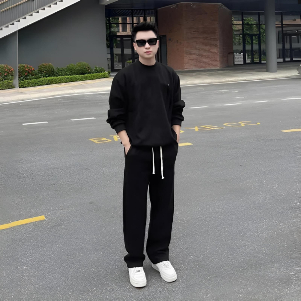 Set Bộ Quần Áo Nỉ Nam VERATINO Thu Đông Logo Thêu Chất Nỉ 2 Da Dày Dặn Quần Có Dây Rút VERATINO