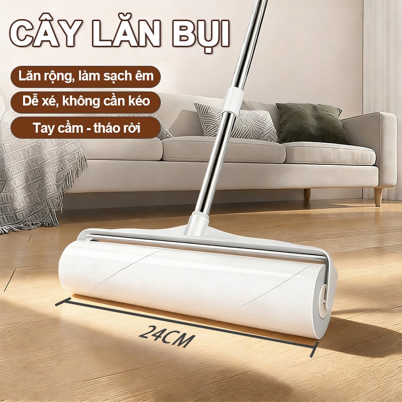 Combo Cây Lăn Bụi + Lõi Lăn Lõi Lăn Siêu Dính Dài Có Thể Điều Chỉnh Được Quần Áo, Ga Giường, Lông Chó Mèo