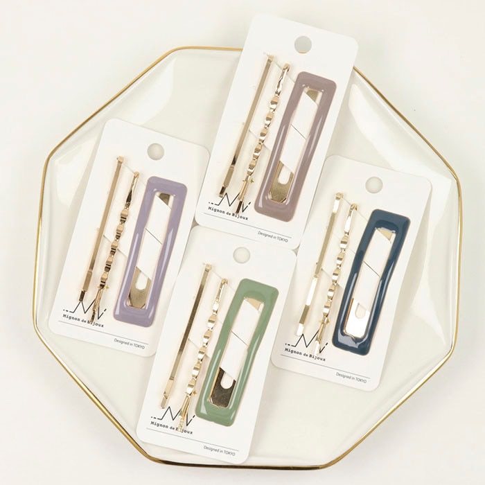 Bộ kẹp tăm ngủ hình vuông [4 màu] Mignon de Bijoux 1302009