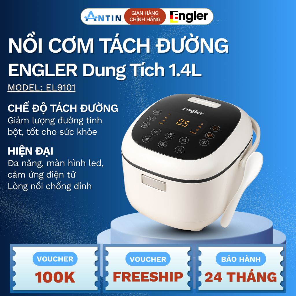 Nồi Cơm Điện Tách Đường Engler EL9101, Nồi Cơm Điện Dung Tích 1.4L Tốt Cho Sức Khỏe - Bếp An Tín