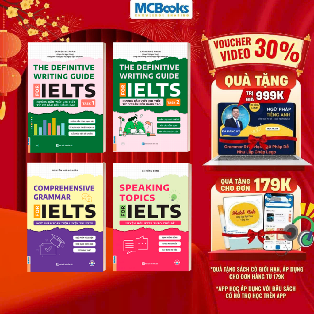 Sách -Ôn luyện IELTS- Comprehensive Grammar IELTS, Speaking Topics IELTS và The Definitive Writing G