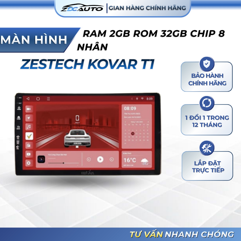 Màn Hình Android Zestech Kovar T1 Ram 2GB Rom 32GB Chip 8 nhân