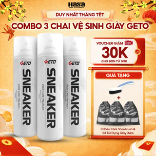  Combo 3 chai xịt tạo bọt vệ sinh giày Sneaker Geto cao cấp | Chai giặt khô giày loại bỏ vết bẩn mùi hôi 