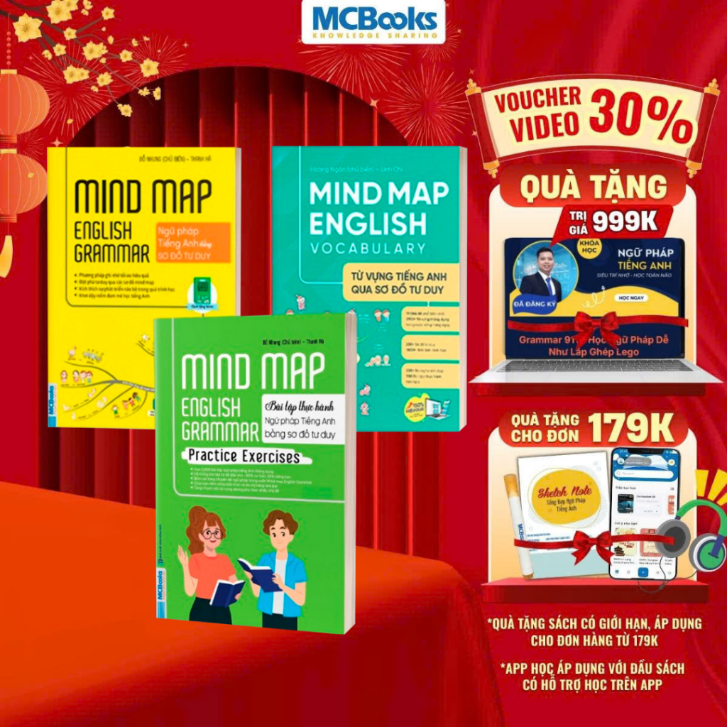 Sách - Combo Mindmap English Grammar và Mindmap English Vocabulary, Grammar Practice Exercises - Kèm