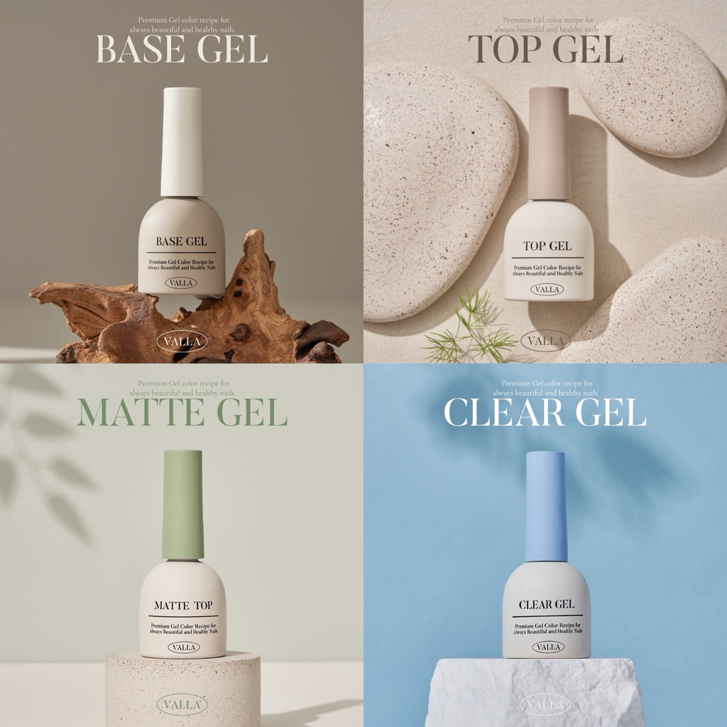 Bộ base, top, clear thuần chay chính hãng VALLA gel Korea 🇰🇷
