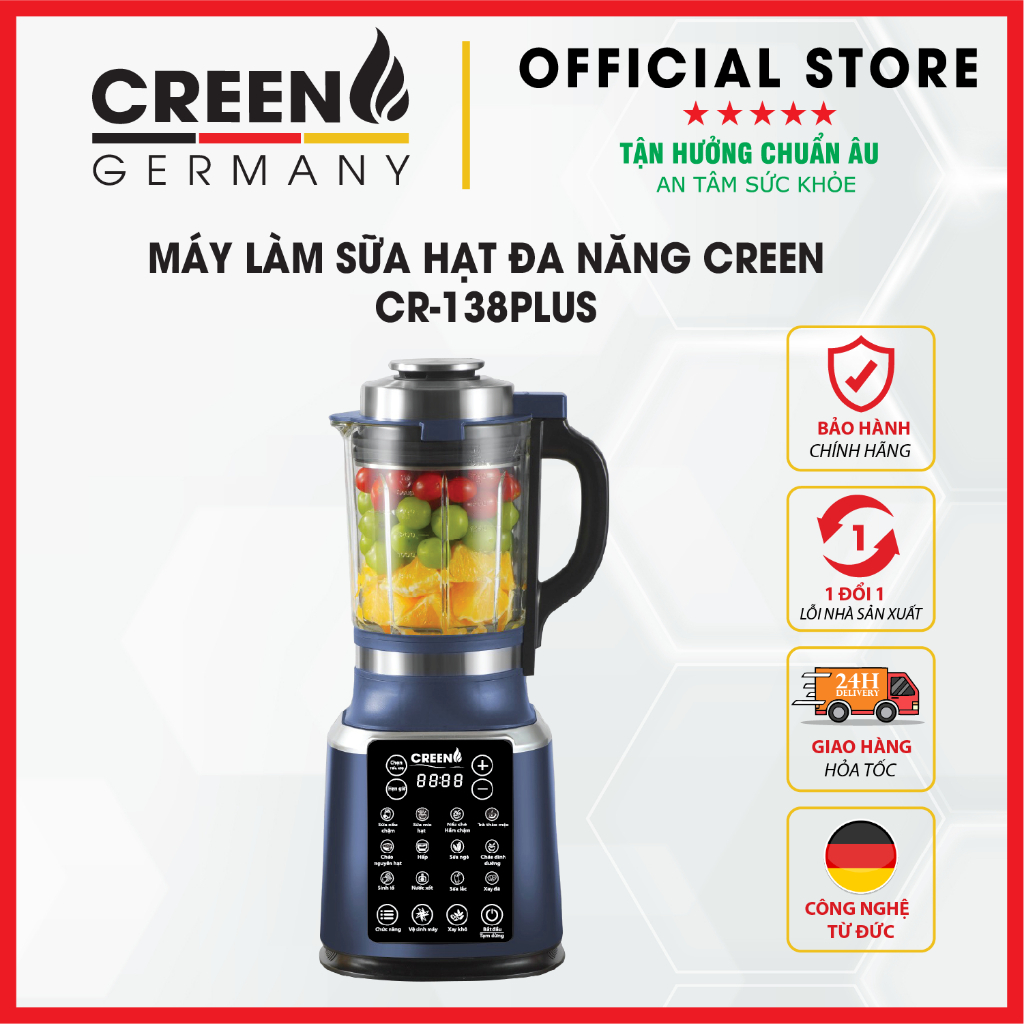 [Giảm 12% SPayLater] MÁY LÀM SỮA HẠT ĐA NĂNG Creen BA-138 Plus - Bảo hành chính hãng 12 tháng
