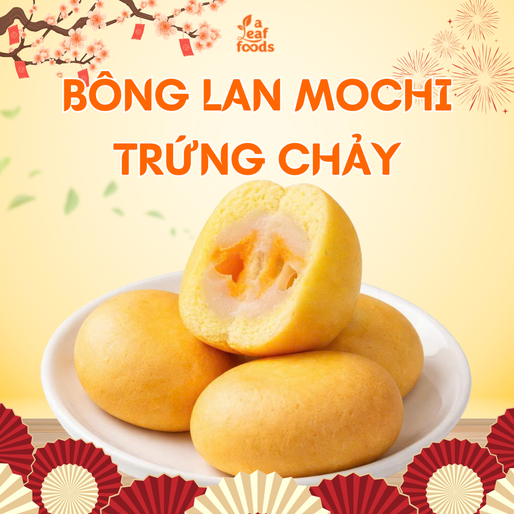 Bánh bông lan mochi trứng chảy healthy ăn vặt bữa phụ Baki Foods Bánh kẹo tết A leaf Foods tết 2026