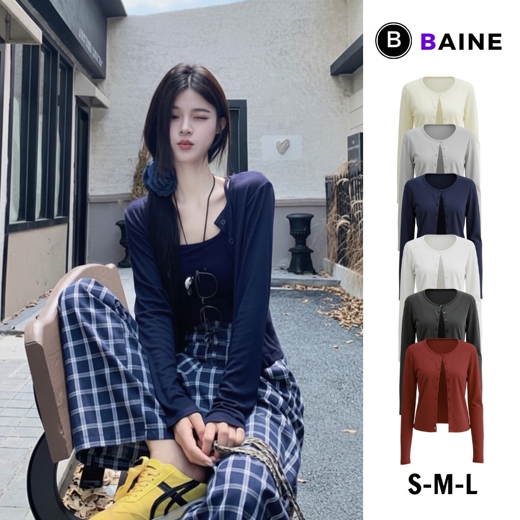 [XẢ HÀNG] Áo CARDIGAN DÁNG DÀI 8 CÚC Chất Borip Lụa BM106, Áo Khoác Ngoài Nữ Chiết Eo Mềm Mát BAINE