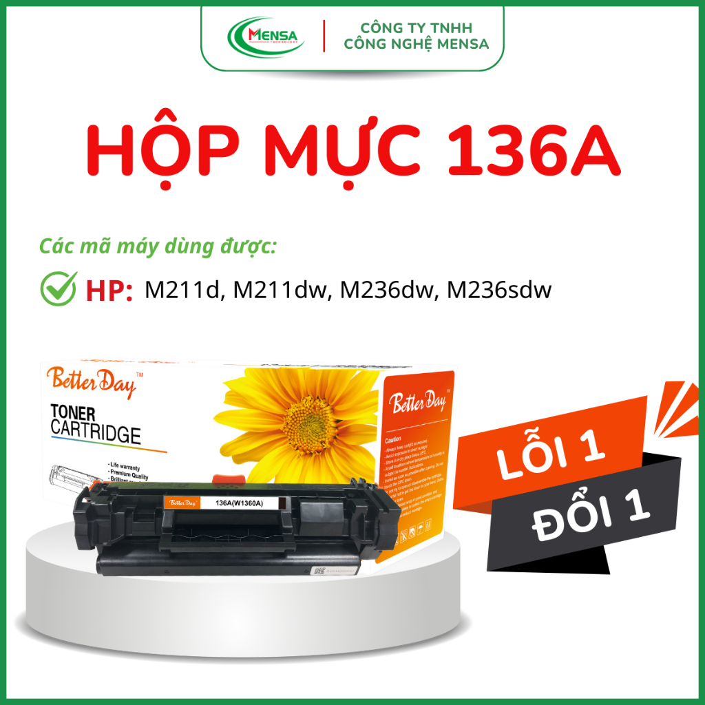 Mực In HP 136A / W1360A Có Chip - Dùng Cho Máy In HP M211d, M211dw, M236dw, M236sdw