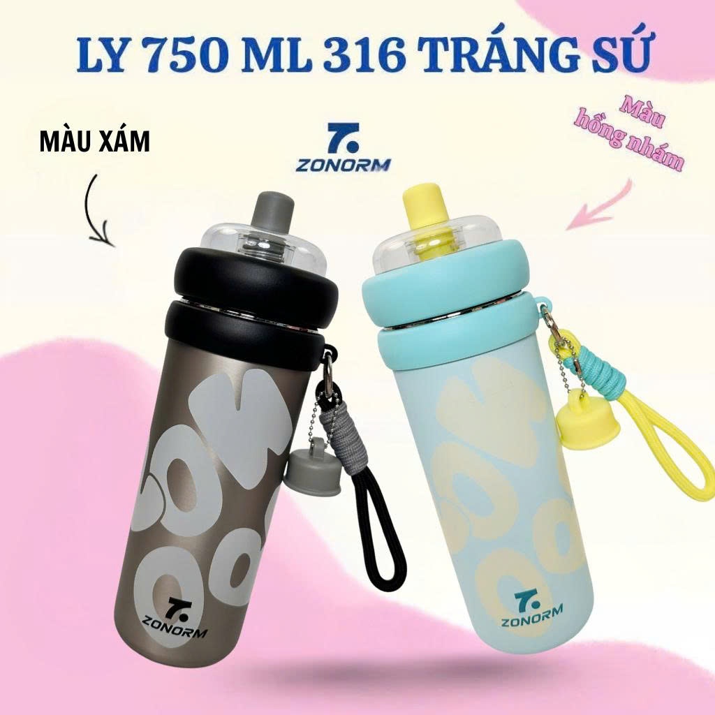 ZONORM Ly Bình Giữ Nhiệt Cao Cấp Inox 316 Ống Hút To, Ống Hút Trà Sữa Chất Liệu Tritan An Toàn 750ML | BigBuy360 - bigbuy360.vn
