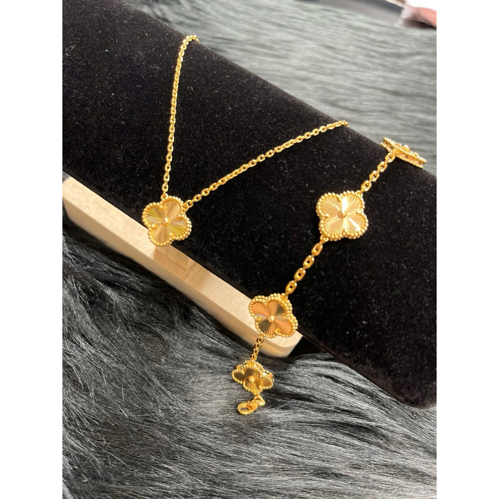 Bộ dây chuyền và vòng tay cỏ 4 lá