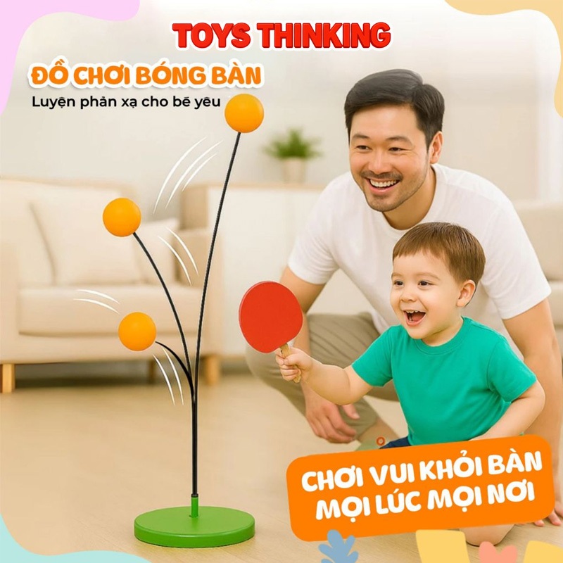 Bóng bàn tập phản xạ Toys Thinking tại nhà tặng kèm 2 vợt 3 bóng cho bé tập luyện