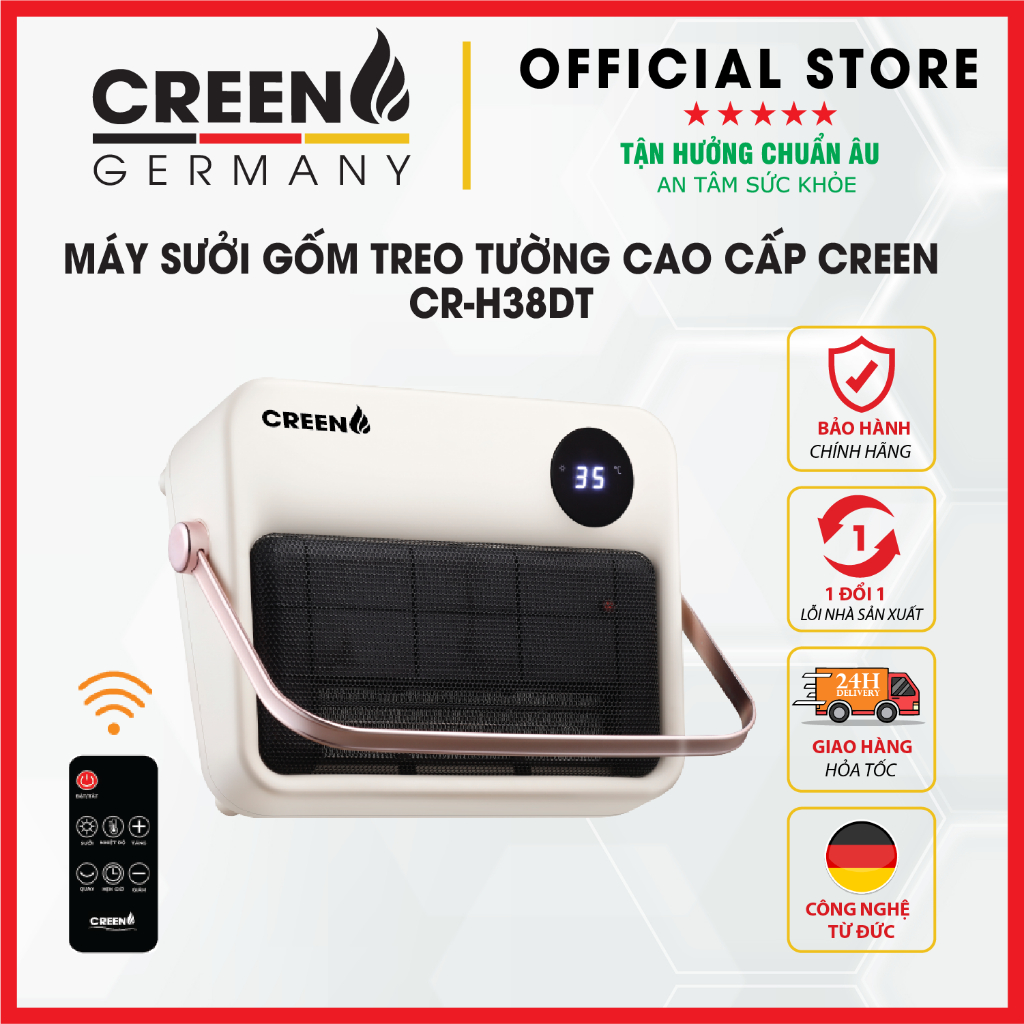 [Giảm 12% SPayLater] Máy sưởi gốm gắn tường PTC cao cấp CREEN - Bảo hành chính hãng 12 tháng