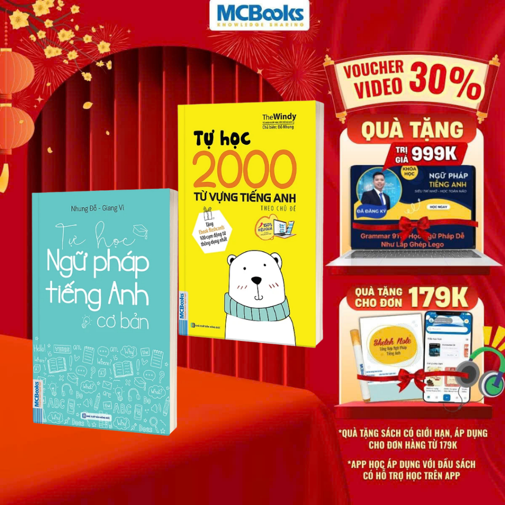 Sách - Combo Tự học ngữ pháp tiếng Anh cơ bản và Tự học 2000 từ vựng tiếng Anh theo chủ đề - Khổ nhỏ cầm tay