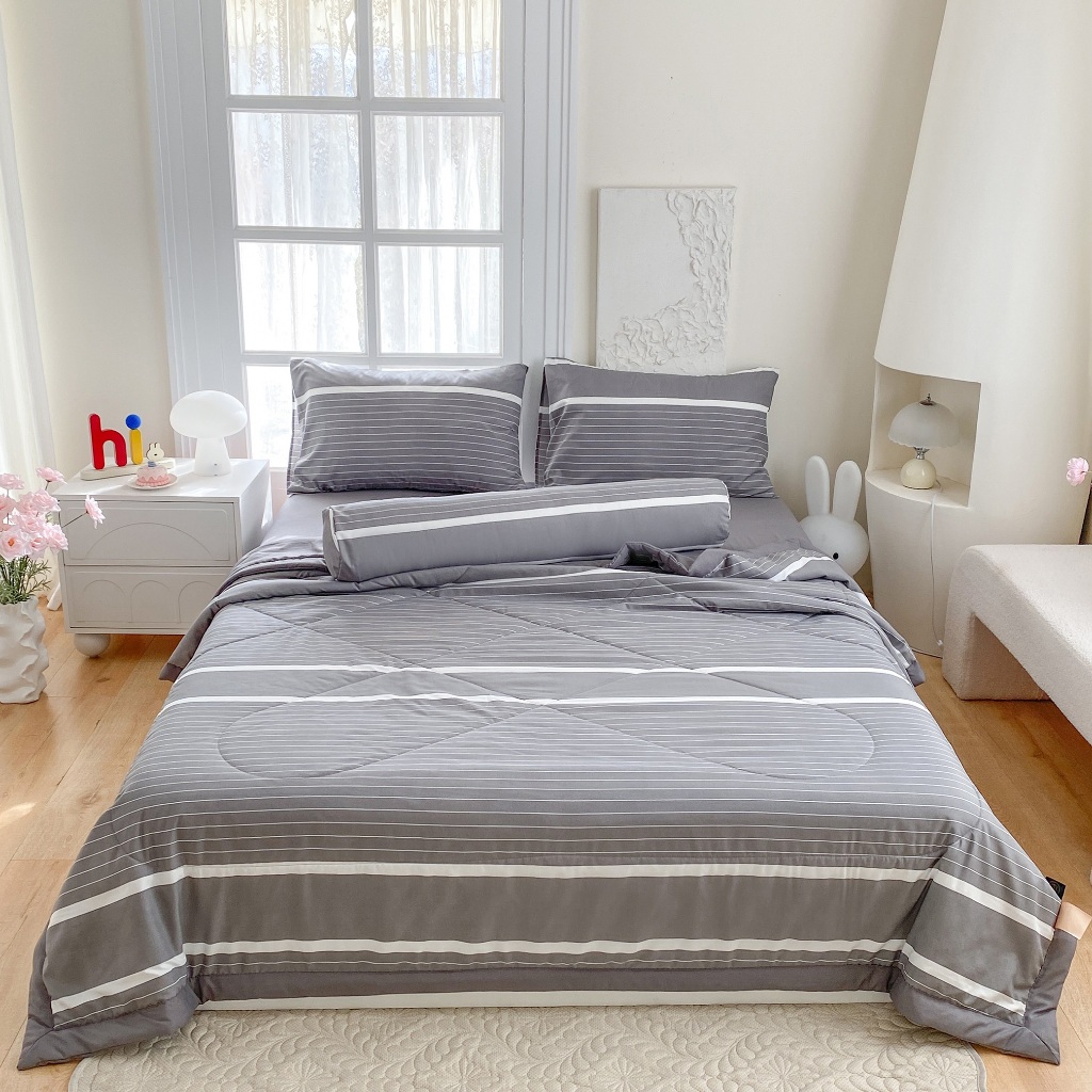 Bộ Chăn Ga Gối Cotton Linen Summer Blanket | Mark Home Degin Bedding Set