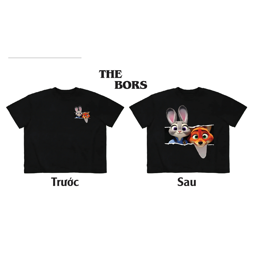 Áo thun Zootopia Bunny Fox unisex form Boxy Tee The Bors