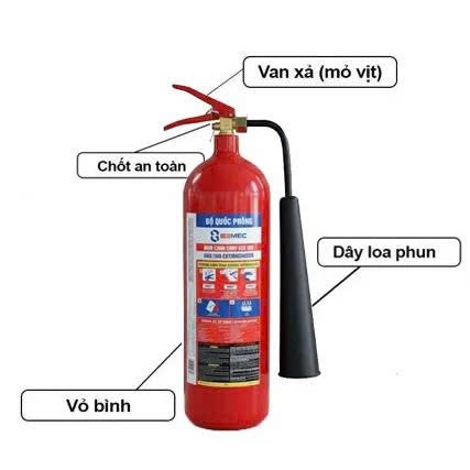 Bình chữa cháy khí CO2 3kg MT3 BQP 83MEC (Bộ Quốc Phòng)