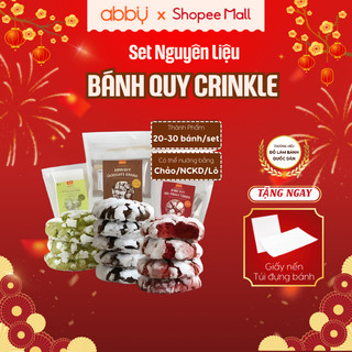   ABBY-TẶNG TÚI ĐỰNG GIẤY NẾN  Set Làm Bánh Crinkle Cookie 3 Vị - Thành phẩm 20-30 bánh set- Set làm bánh quy tại nhà 