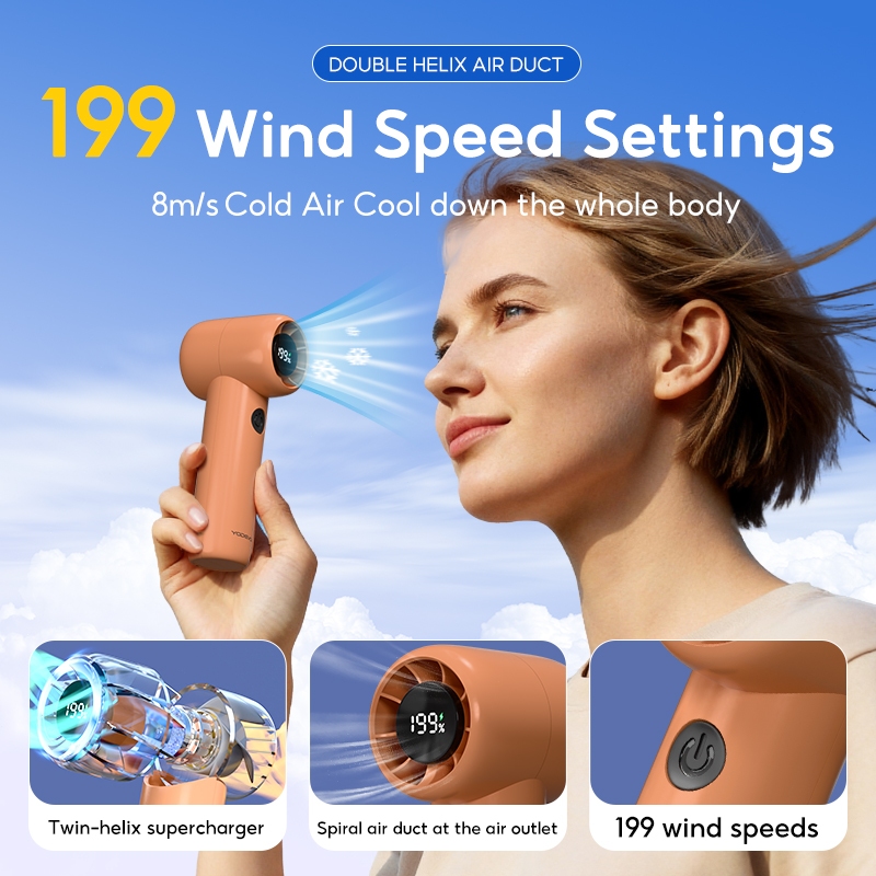 YODEVOE F013 Quạt cầm tay mini 199 Điều chỉnh có màn hình kỹ thuật số LED Bền bỉ 1500 mAh Quạt Tích Điện | BigBuy360 - bigbuy360.vn