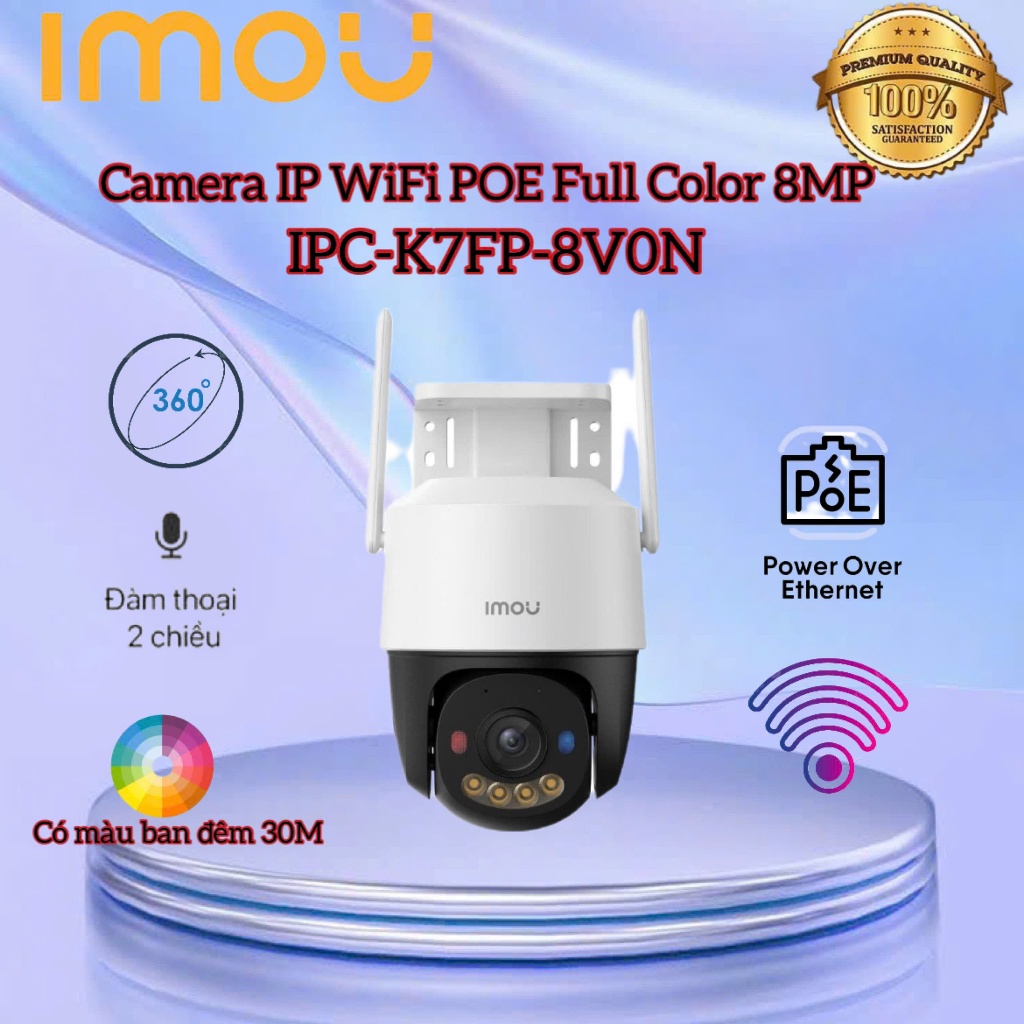 Camera IP WiFi Full Color 8MP IMOU IPC-K7FP-8V0N - Hỗ Trợ Kết Nối WIFI + POE - BẢO HÀNH 24TH