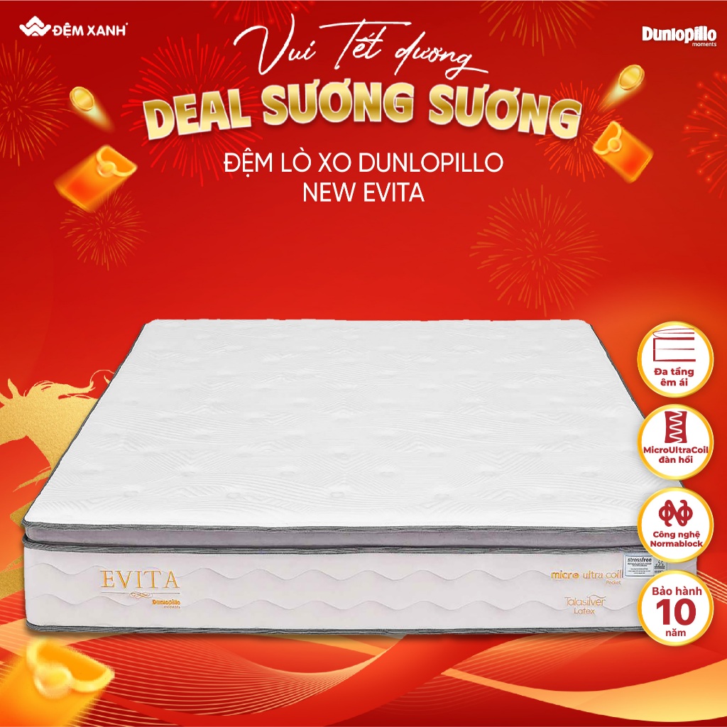 Đệm lò xo Dunlopillo Evita dày 28cm (hai lớp lò xo)