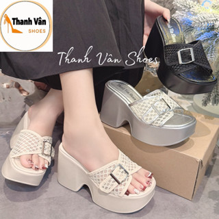 Dép bánh mì quai luới phối khoá cao 9 phân(X0146)