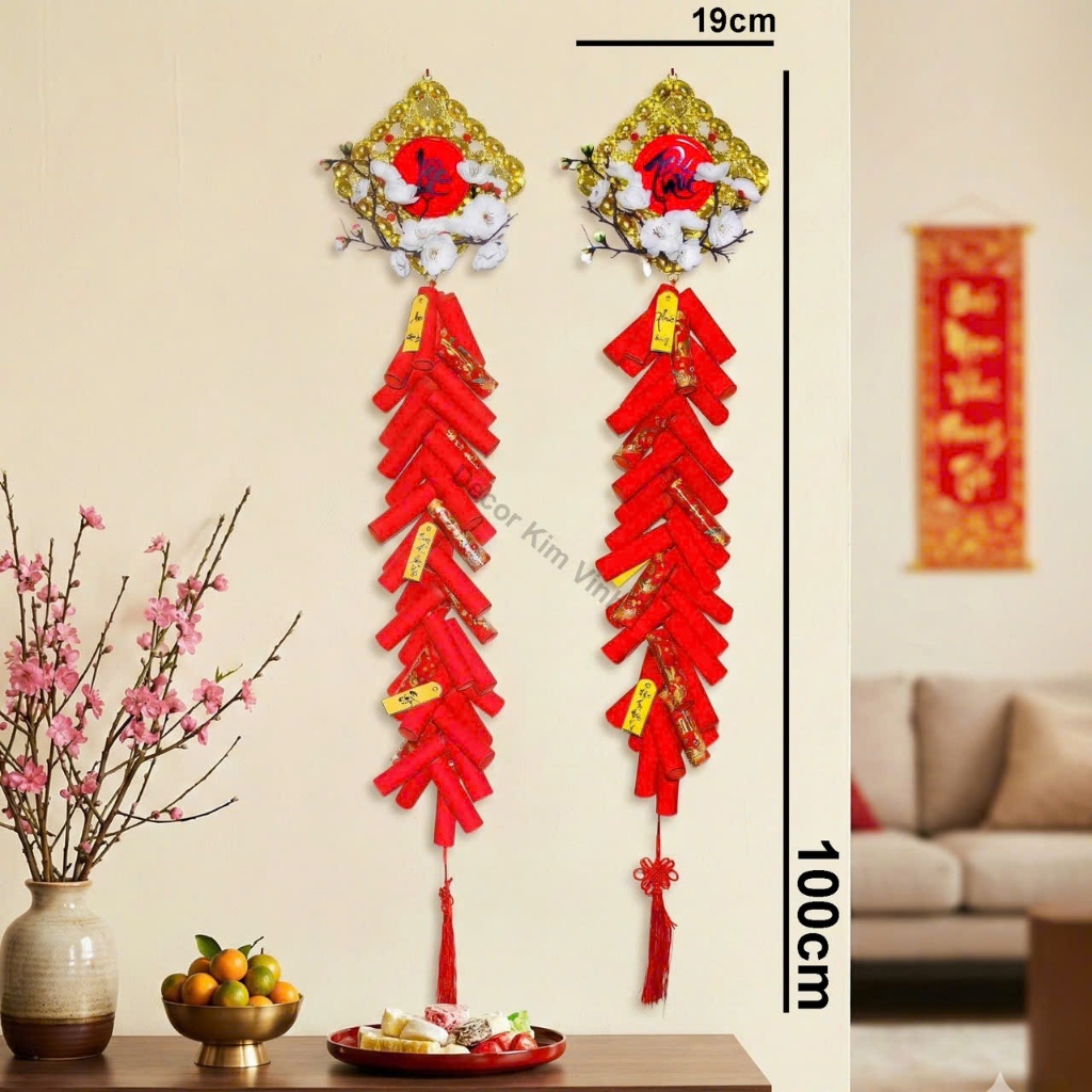 Chùm Pháo Giấy Mô Hình PG15 Trang Trí Decor Tết Dài 100cm