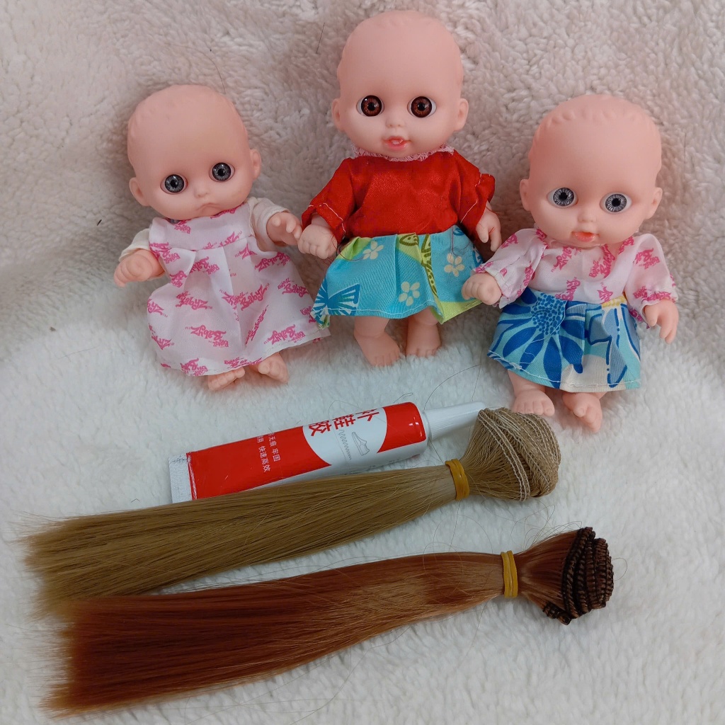 Combo Dán Tóc Búp Bê Nhựa Mềm 12 cm 5 Inch Doll (kèm váy ngẫu nhiên)