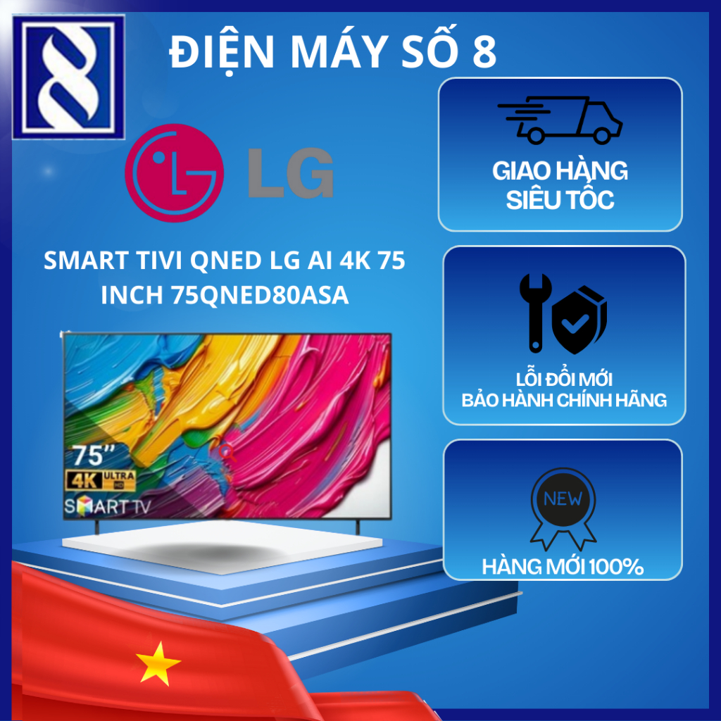 Điện Máy Số 8 | 75QNED80ASA | Smart Tivi QNED LG 4K 75 inch 75QNED80ASA - Chính Hãng