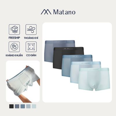 COMBO 5 Quần Boxer Nam Lụa Băng Trơn MATANO QL065 basic, co giãn, ôm, mềm mại, thoáng mát, kháng khuẩn, thấm mồ hôi
