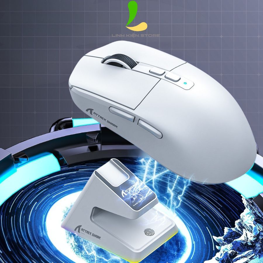 Chuột Bluetooth Attack Shark X6 - Chuột Không Dây Chip PAW3395 Kèm Dock RGB Từ Tính