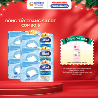  Combo 6 Hộp Bông Tẩy Trang Silcot 82 Miếng Hộp 