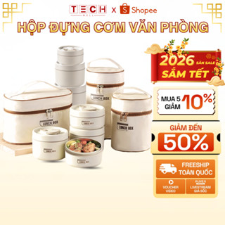 Hộp Đựng Cơm Túi Đựng Cơm Giữ Nhiệt Văn Phòng Cách Nhiệt 3 Tầng Bằng Thép Không Gỉ
