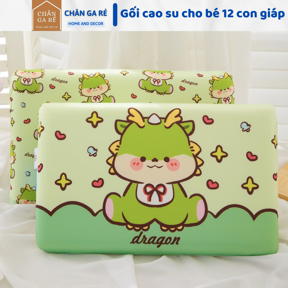 Gối cao su non 12 con giáp gối bụng mèo cho bé siêu xinh, gối cho bé cao cấp kích thước 30x50cm