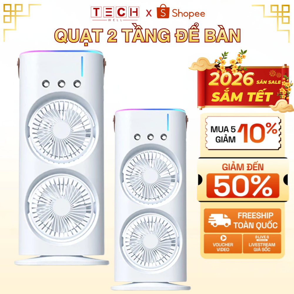 Quạt tích điện để bàn mini nhỏ gọn tiện lợi mát dễ chịu gập và quay dễ dàng BH chính hãng