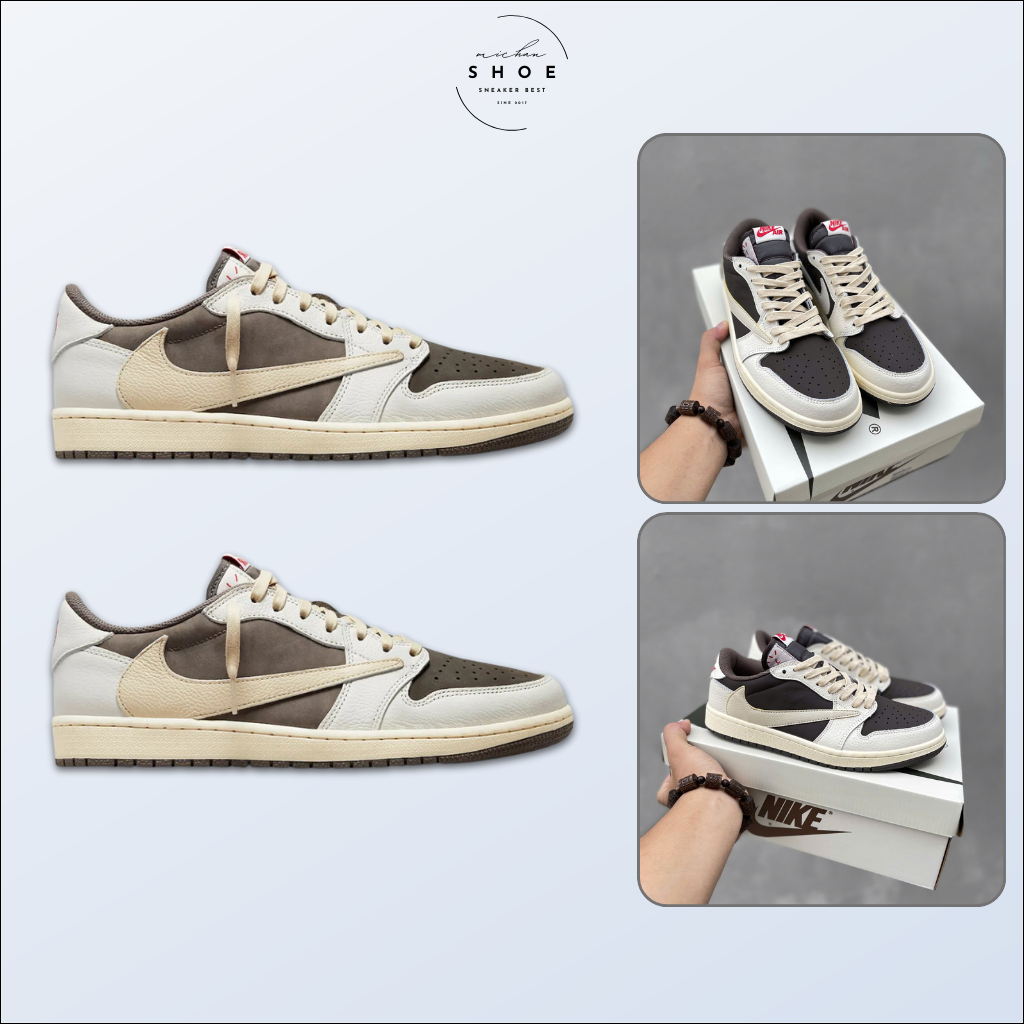 Giày Jordan x Travis Scott Air Jordan 1 Low OG "Reverse Mocha - Sneaker Thể Thao Nam Nữ JD1 Travis N