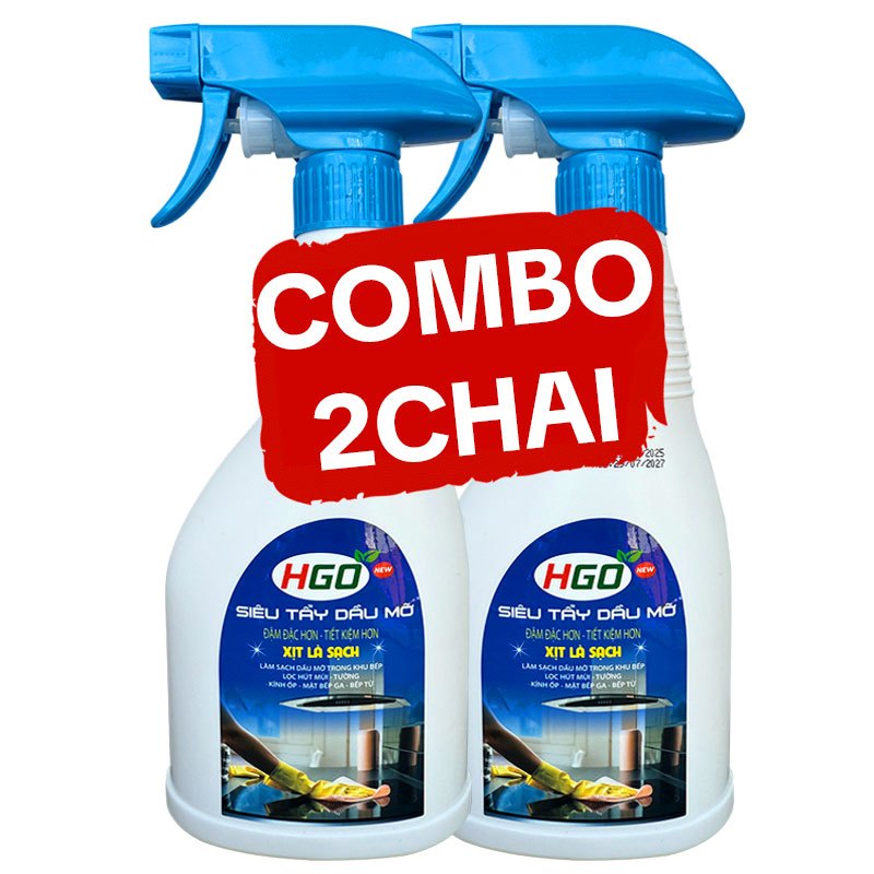[COMBO 2] Tẩy Dầu Mỡ Nhà Bếp HGO, Làm Sạch Máy Hút Mùi, Bếp Gas, Bếp Từ, Xoong Nồi, Tường Bếp 500ml