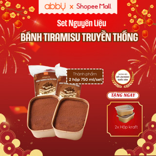   ABBY - TẶNG HỘP GIẤY  Set làm bánh tiramisu vị Cacao Abby nguyên liệu làm bánh tại nhà - thành phẩm 2 hộp 750ml 
