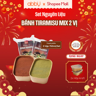   ABBY  TẶNG 2 HỘP  Set làm bánh Tiramisu hộp kraft  hộp thiếc thành phẩm 2 hộp 1000ml ,1500ml - Chuẩn vị Ý 
