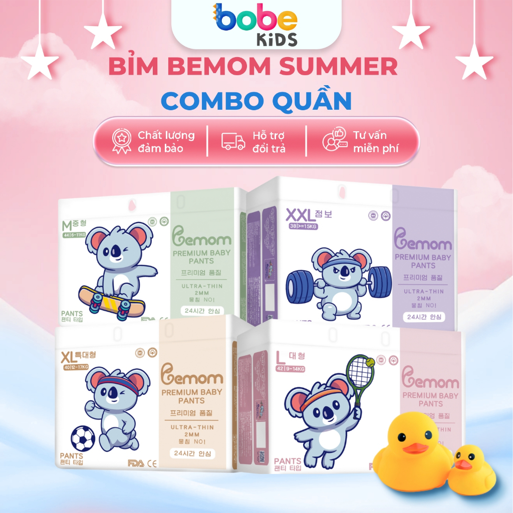 [Combo Có Tặng] Tã Bỉm Quần Bemom Summer Nội Địa Hàn Quốc