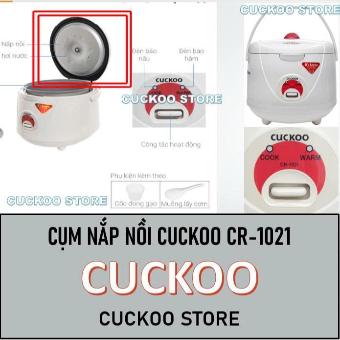 Cụm nắp nồi cơm điện Cuckoo CR-1021, CR1021, CR-1021W màu trắng 1.8L